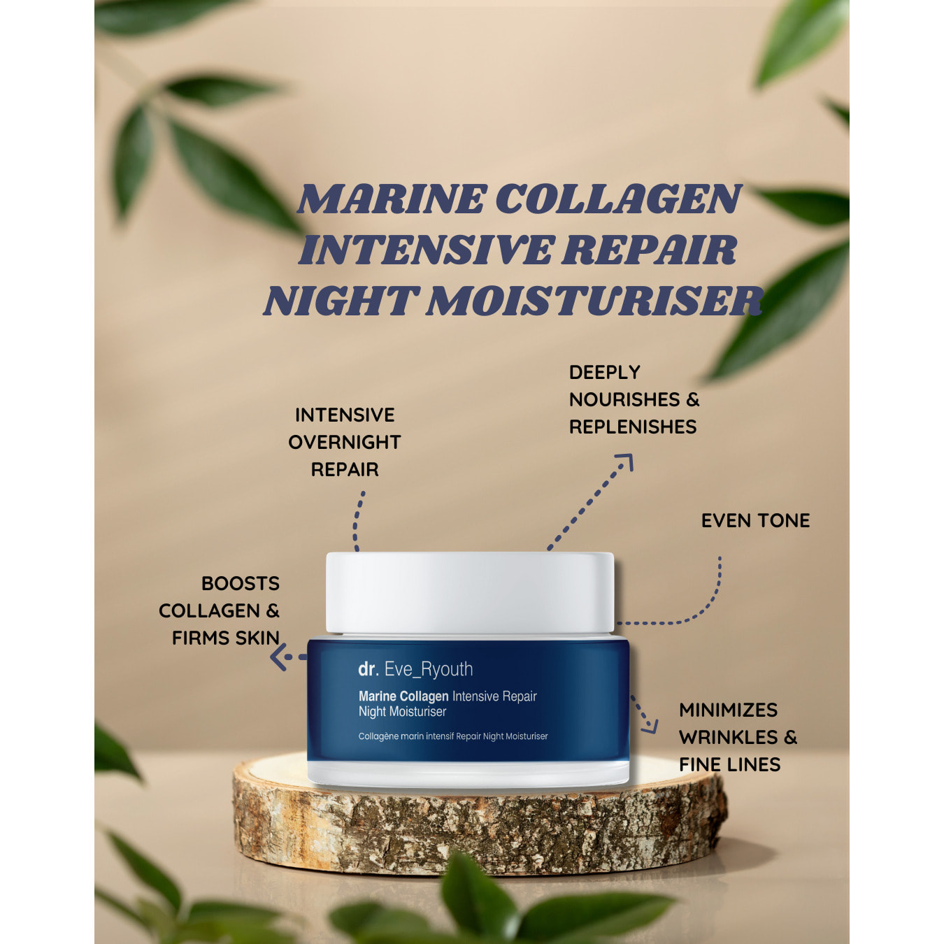 Hidratante De Noche Reparadora Intensiva Con Colágeno Marino 50 ml