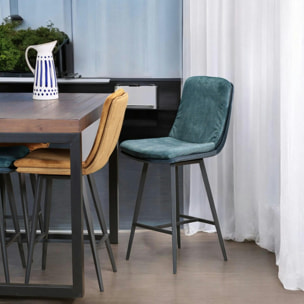 Chaise de bar en velours bleu (lot de 2) OKA
