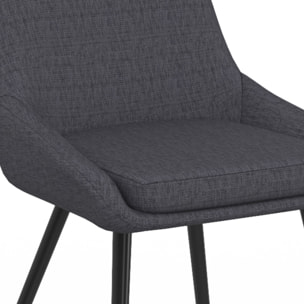 Chaises Ornella tissu gris foncé pieds métal noirs - lot de 2