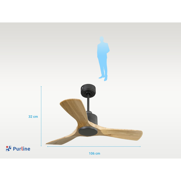 Ventilateur de plafond Réversible  Thermostat Wifi Moteur à courant continu Toits en pente Télécommande Hypersilence Mémoire