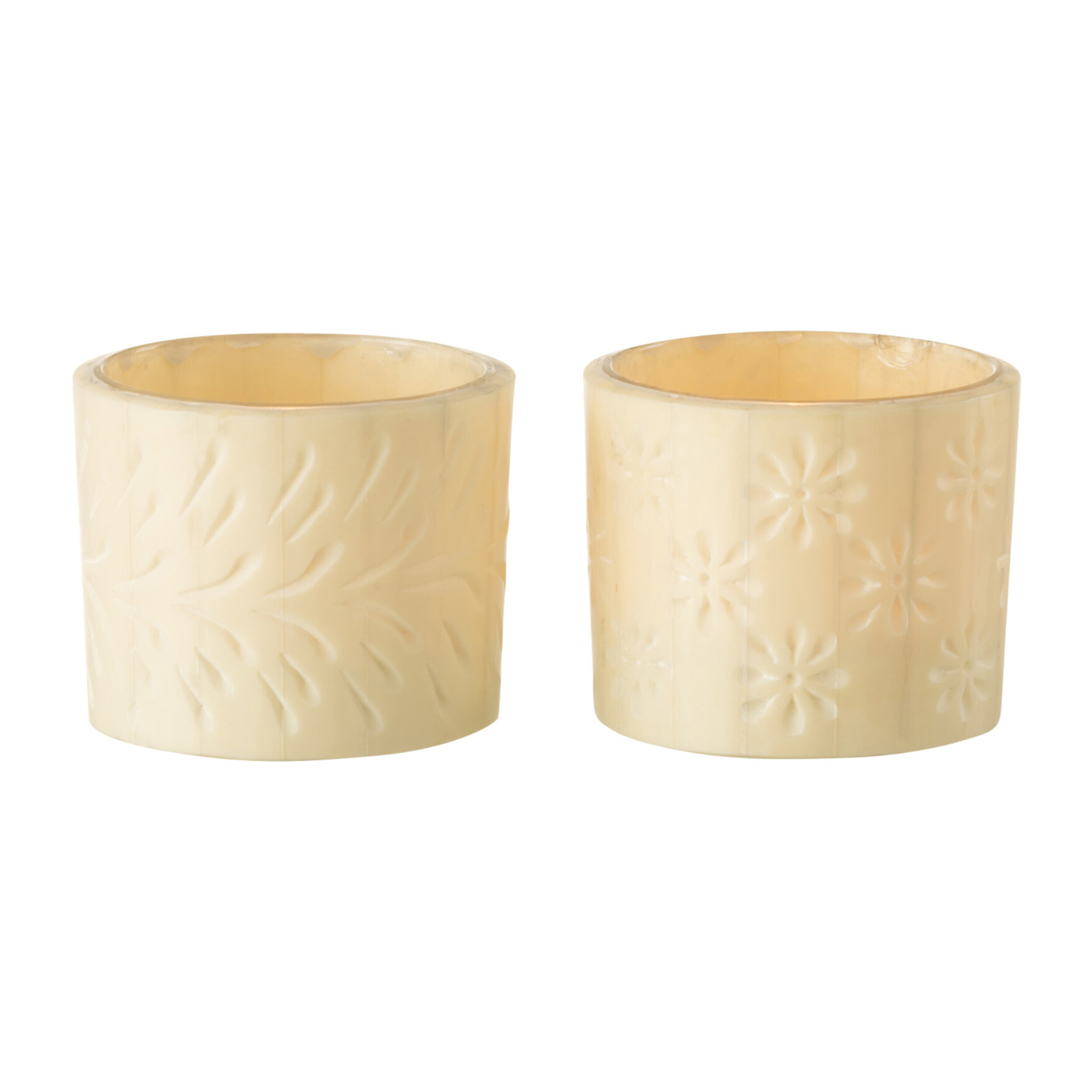 J-Line photophore Elise - verre - crème - small - 2 pcs
