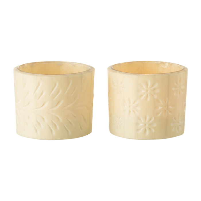 J-Line photophore Elise - verre - crème - small - 2 pcs
