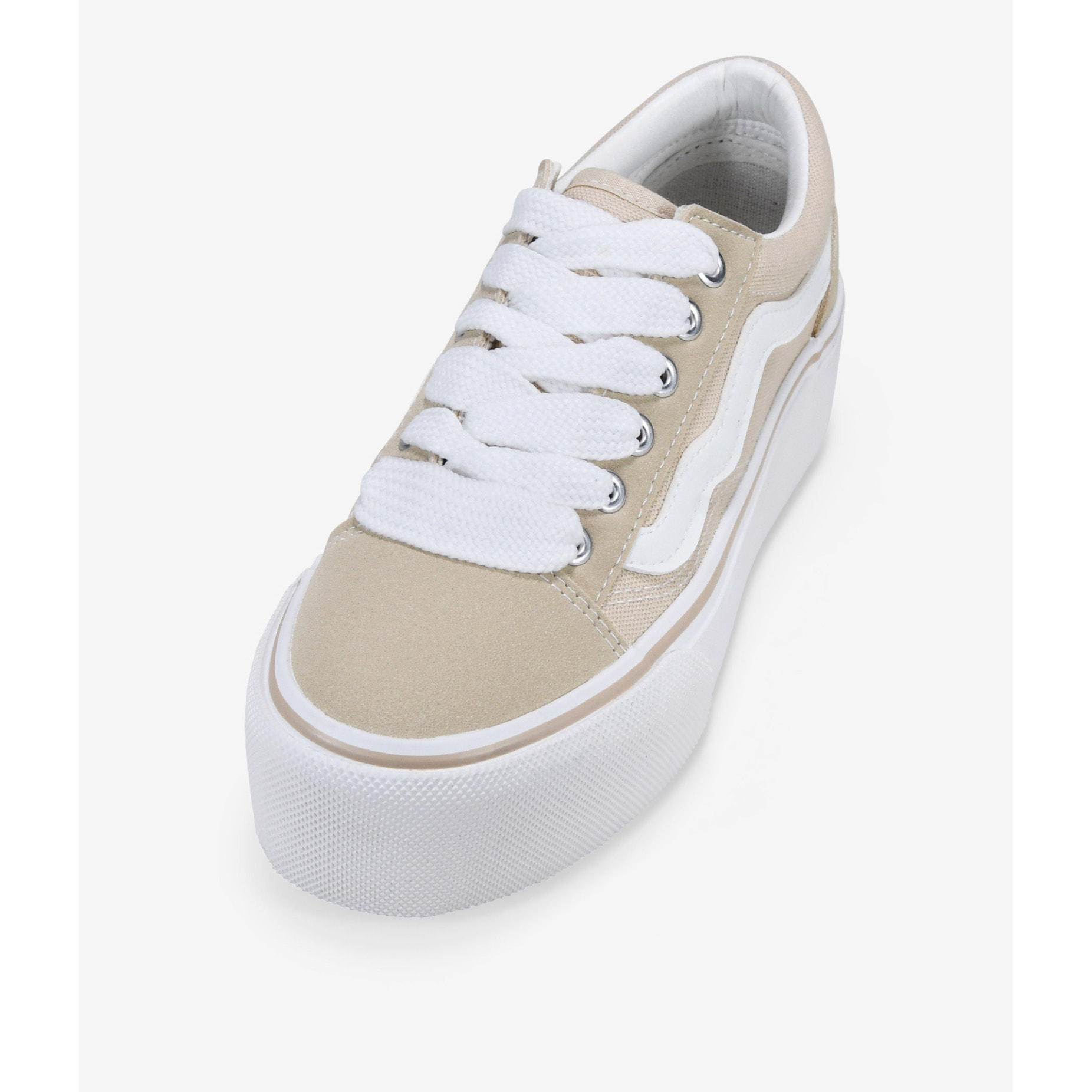 Zapatillas de tela beige con plataforma