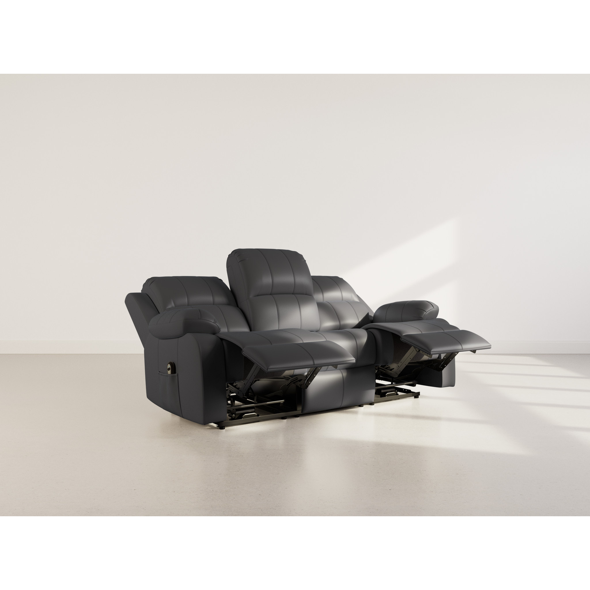 Armand - Canapé 3 places relax électrique en simili - Noir