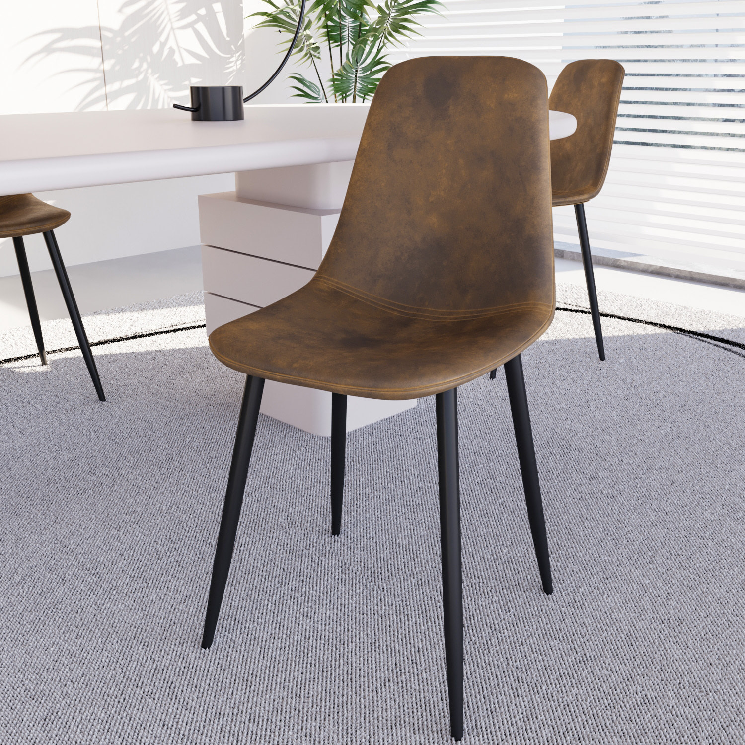 Set Di 4 Sedie In Ecopelle Per Sala Da Pranzo Ufficio Con Gambe In Metallo Stile Vintage Scandinavo Comoda Seduta Per Soggiorno Sala Riunione Marrone