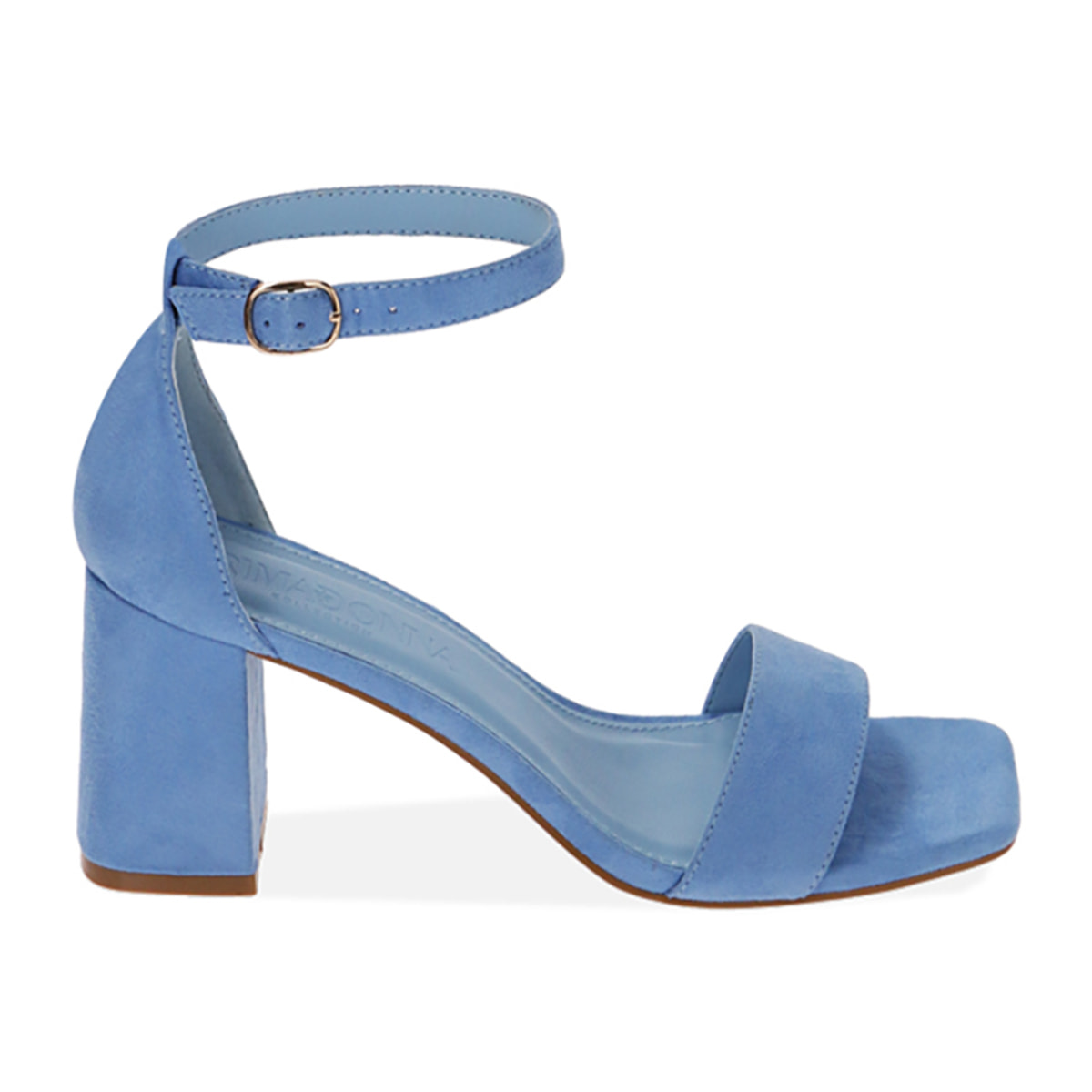 Sandalias de microfibra azul claro, tacón de 7,5 cm