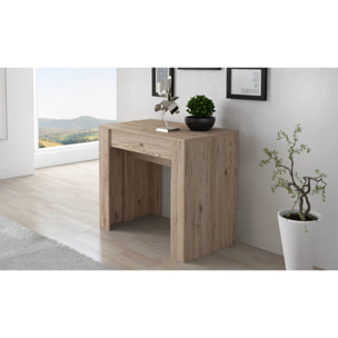 Consolle allungabile Vaelis, trasformabile in tavolo da pranzo, salvaspazio ed estensibile fino a 237 cm, 90-237x76,6x90 cm, Quercia