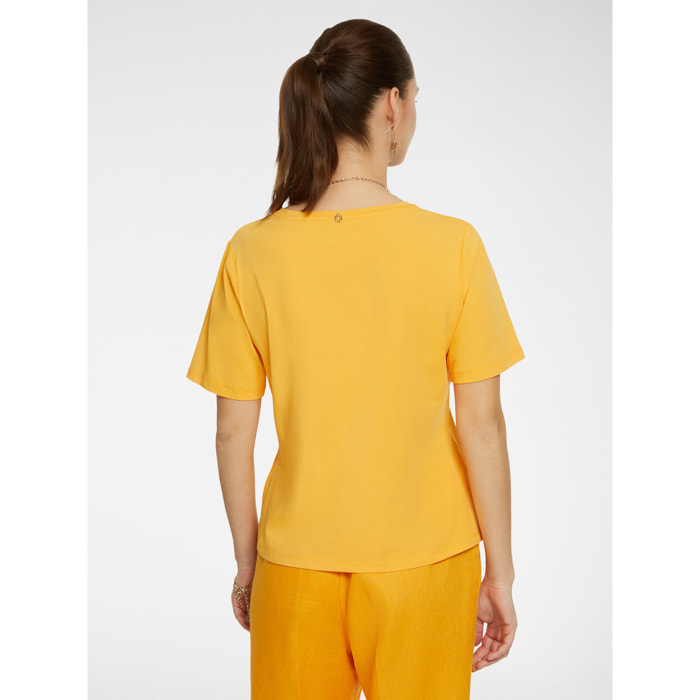 Elena Mirò - camiseta con bordado - Amarillo