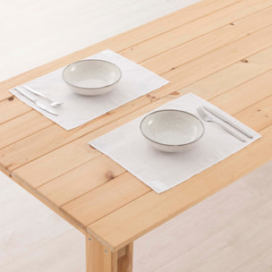 Lot de 2 sets de table imperméables et anti-taches 100% lin Blanc 45x35 cm