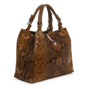 Emanuela Borsa tote Donna.Pelle autentica Camoscio Python Dollaro
