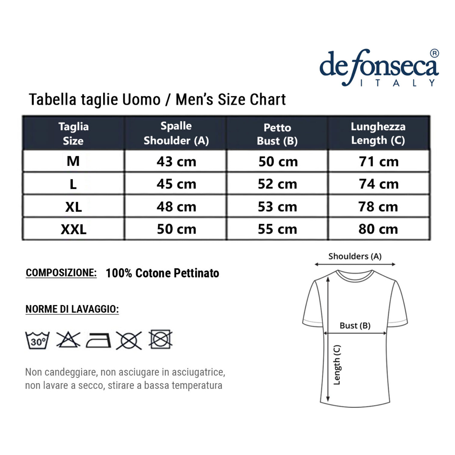 6 T-Shirt Uomo De Fonseca 100% Cotone Pettinato Art. DV32 Scollo V