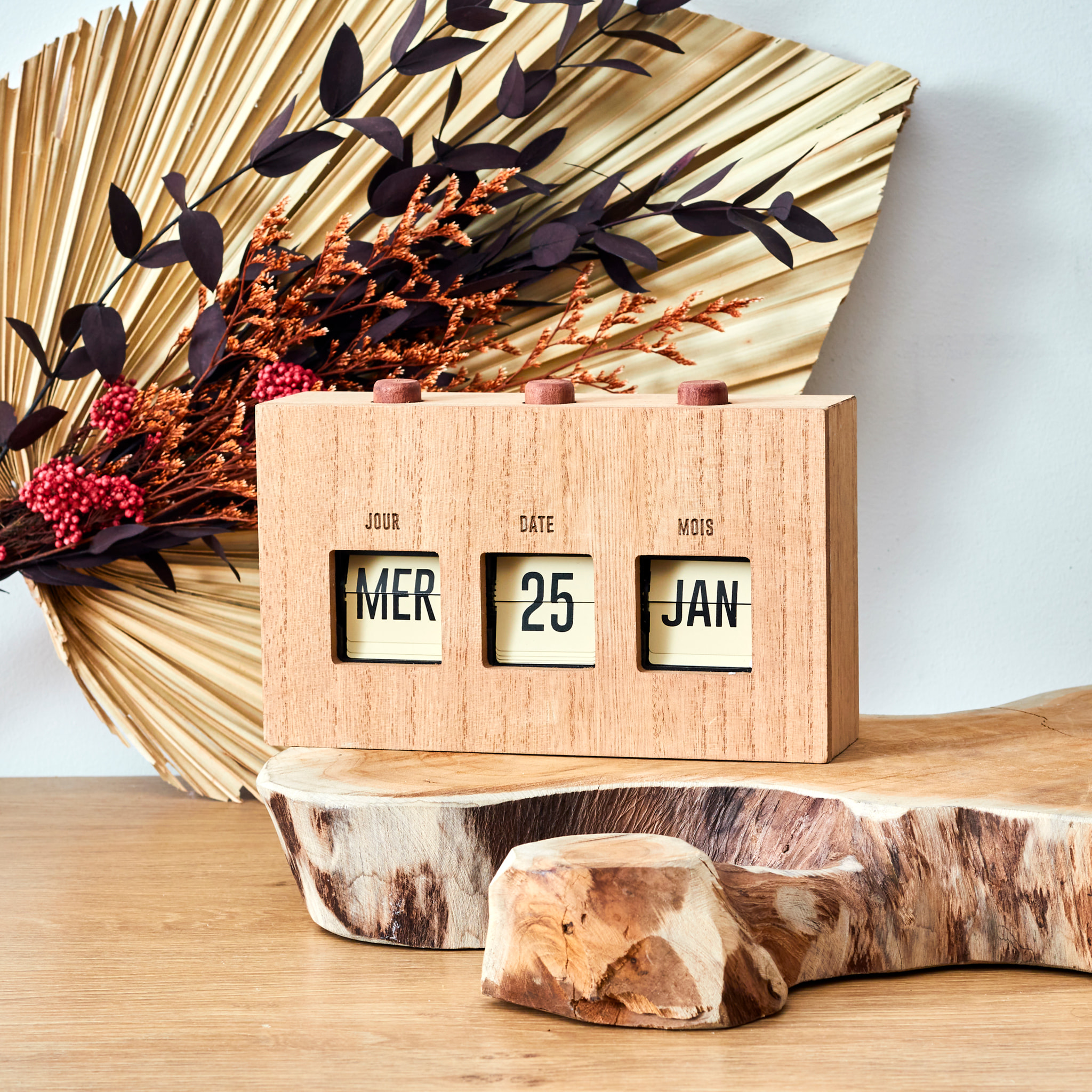Calendrier Flip Flap Deco Effet Bois
