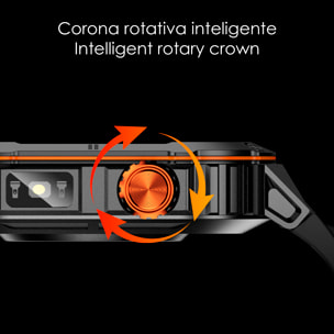 Smartwatch D16 con corona multifunzione intelligente, oltre 100 modalità sportive, monitoraggio della salute e torcia.