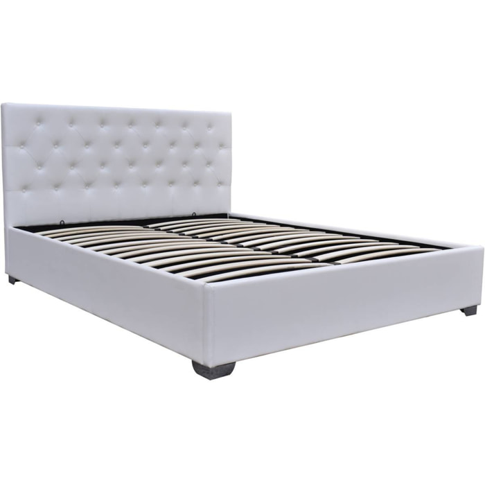 Lit double avec coffre "Tino" - 160 × 200 cm - Blanc
