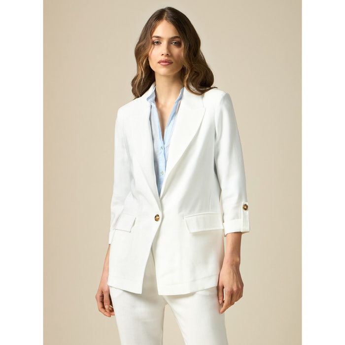 Oltre - Blazer de sarga de viscosa - Blanco