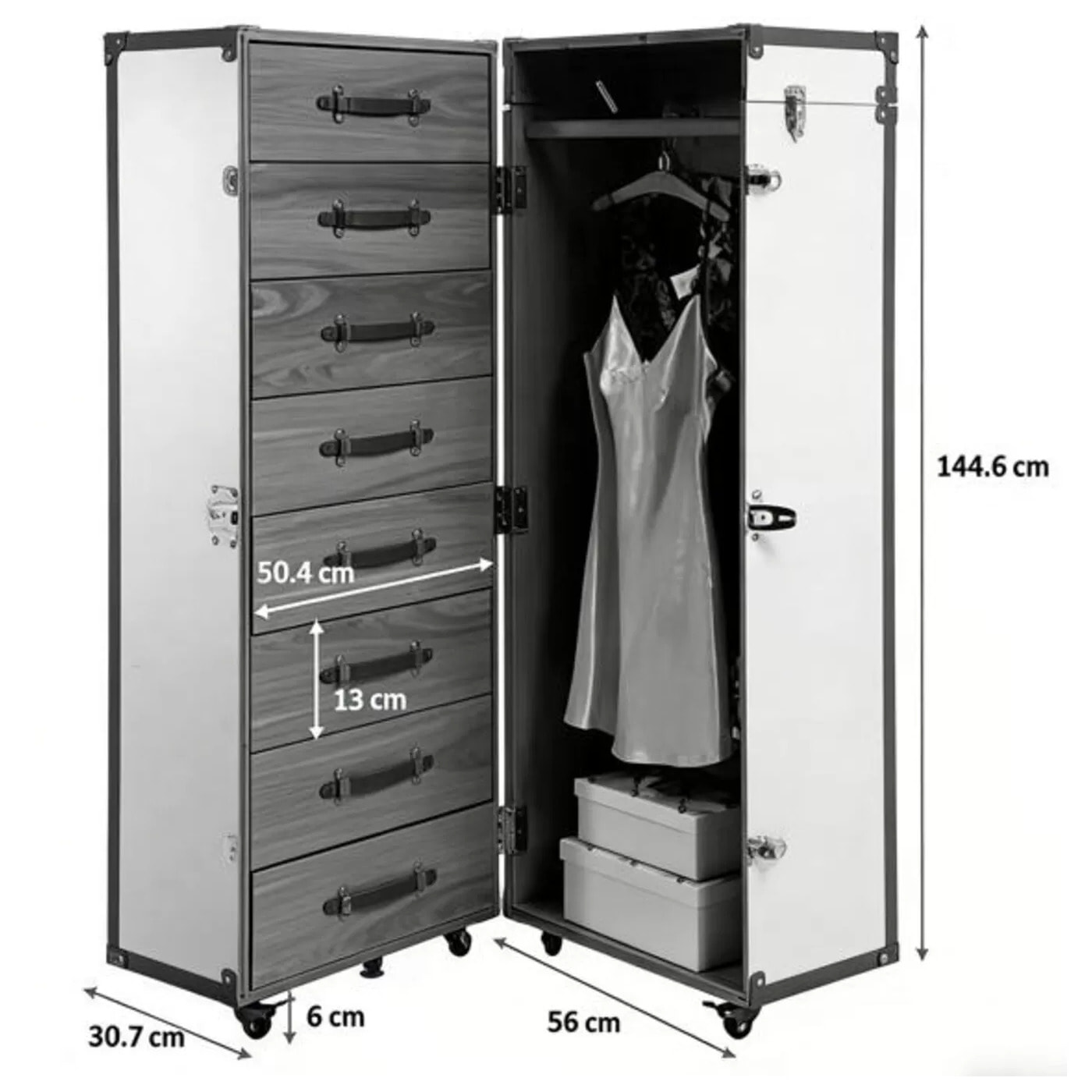 Malle-armoire Globetrotter croco Kare Design