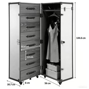 Malle-armoire Globetrotter croco Kare Design