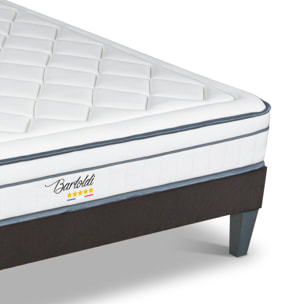 Ensemble Matelas Hybride Bartoldi & Sommier KIT15, 22 cm, Ressorts Ensachés & Mémoire de Forme, technologie Tri-Lattes, Soutien Ferme