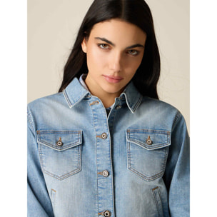 Oltre - Chaqueta boxy de denim - Light - blue