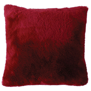 Coussin décoratif imitation fourrure toucher ultra doux - Rouge