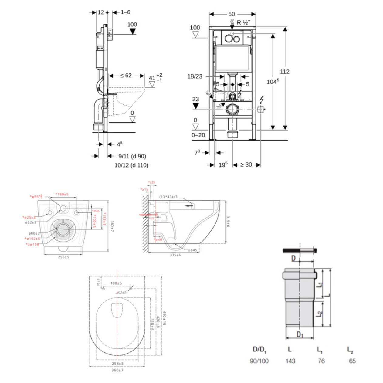 Duofix pack WC bâti-support + WC suspendu Swiss Aqua Technologies + plaque (GEBSTFUWT01-FR)