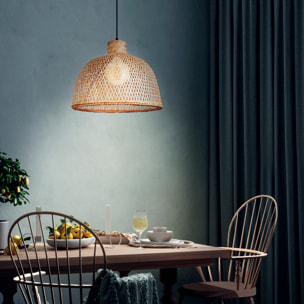 FORLIGHT Riba - Lámpara Colgante De Techo De Ratán Natural - Lámpara De Techo Moderna De E