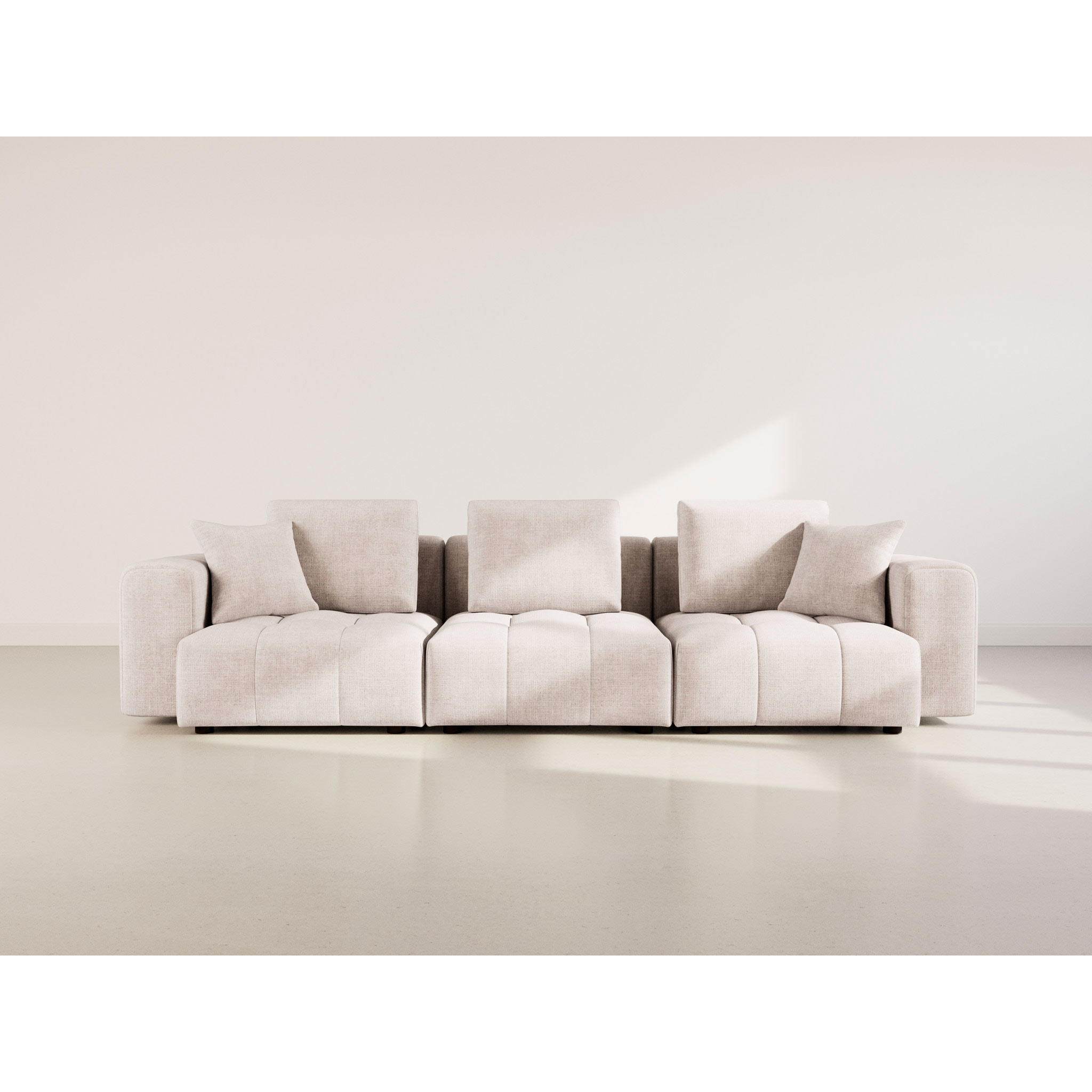 Colette - Canapé modulable 3 places en velours texturé - Beige