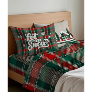 Completo Lenzuola SNOW 100% Flanella e Made in Italy natalizio