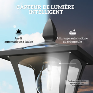 Lampadaire solaire LED jardinière 2 en 1 H.160 cm noir