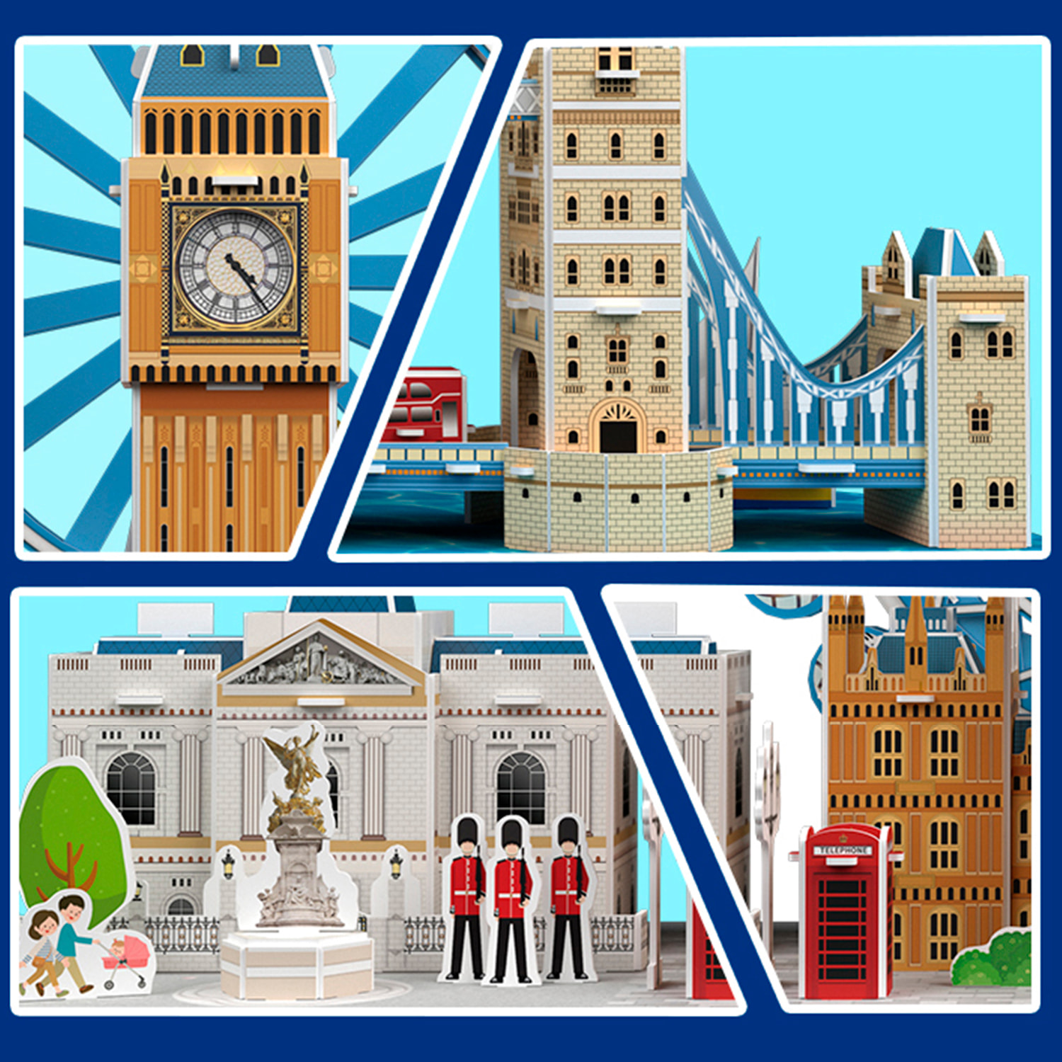 Puzzle 3D in cartone della città di Londra con luci LED. 106 pezzi.