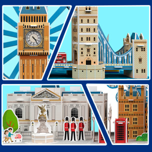 Puzzle 3D in cartone della città di Londra con luci LED. 106 pezzi.