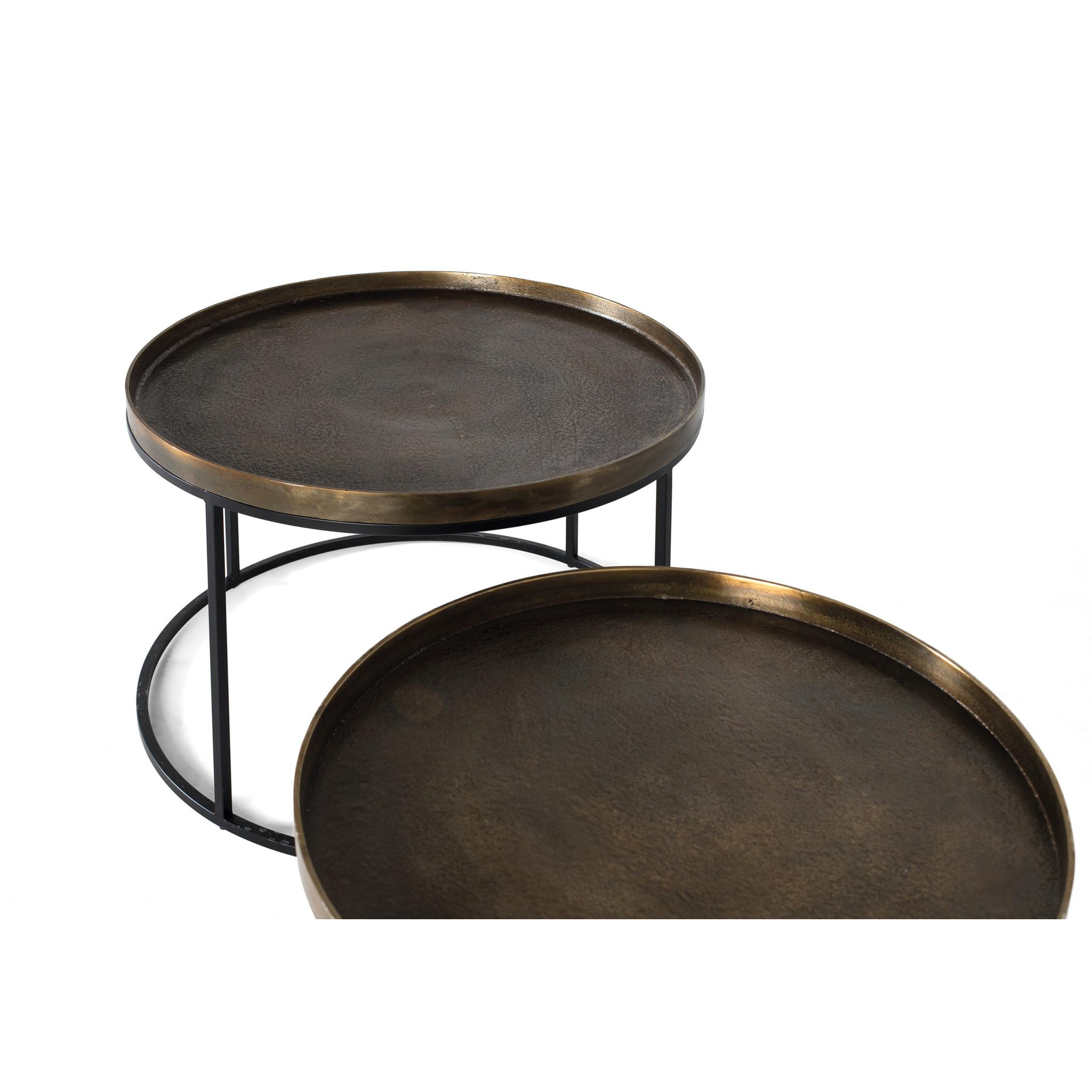 Mesas de Centro de Aluminio Mesa Grande: 75 Cm, Mesa Pequeña: 65 Cm Estilo Industrial
