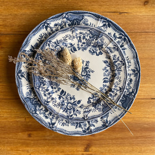 Service de table 36 pièces en porcelaine blanche et bleue FAUSTINE