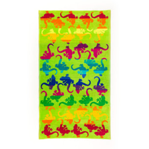 Telo Mare Spugna Jacquard Spiaggia Disegno Fantasy Geko