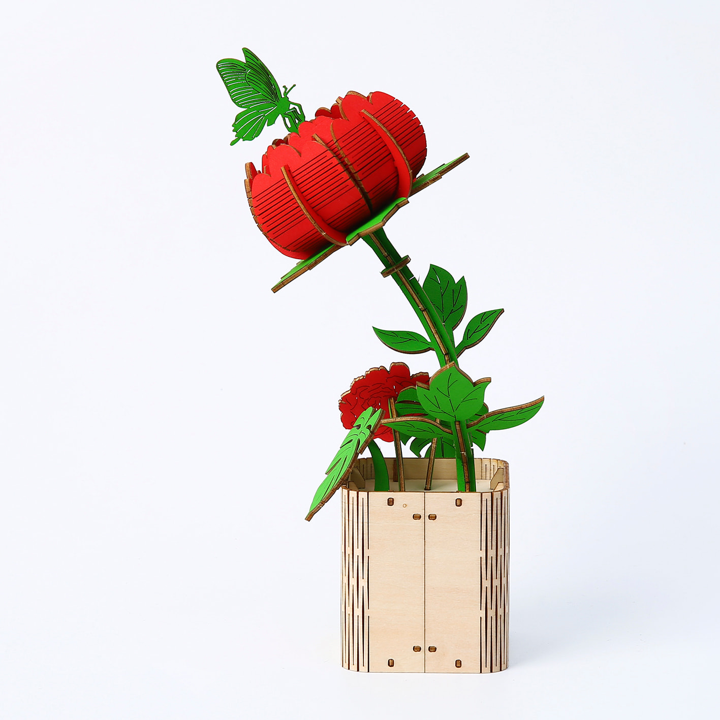 Maqueta de Madera 3D, diseño de Peonía. 116 piezas.