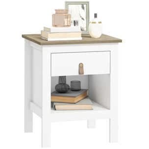 Mesita de Noche Moderna Mesilla de Noche con Cajón Compartimento Abierto Mesa Auxiliar para Salón Dormitorio 45x40x55 cm Blanco