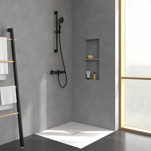 Mitigeur douche thermostatique Universal rond + Ensemble de douche Verve Showers 3 jets noir mat