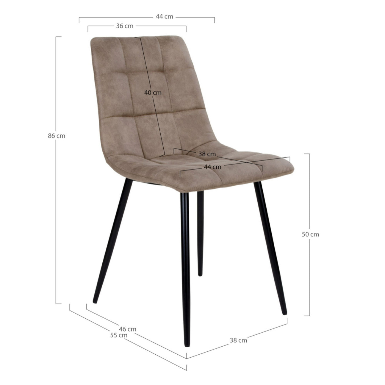 Set 2 sedie da pranzo Middelfart in microfibra marrone chiaro con gambe nere