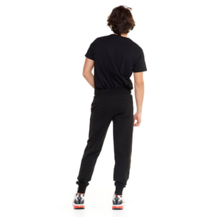 Pantalones básicos de hombre Leone con logo grande en algodón sin cepillar.