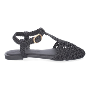 Sandalia Plana de Mujer, Comodas y Elegantes, Diseño Trenzado con Cierre de Hebilla