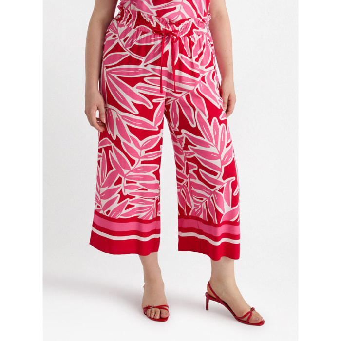 Fiorella Rubino - Pantalones estampados de viscosa LENZING™ ECOVERO™ - Rojo