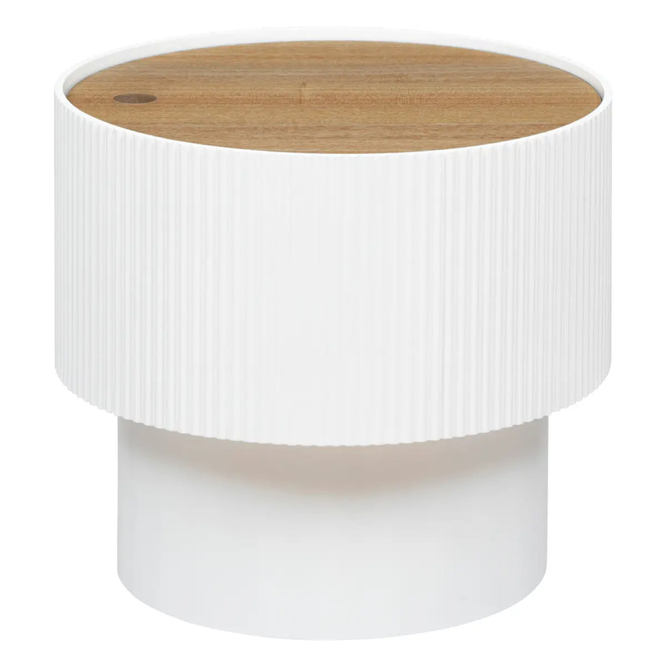 Table à café "Enola" en placage frêne D38,5cm blanc