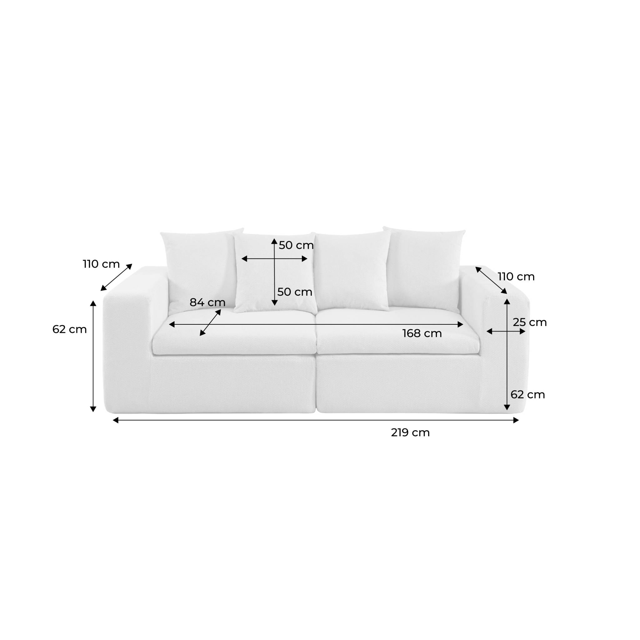 Canapé modulable tissu chenille 3 places MOVI