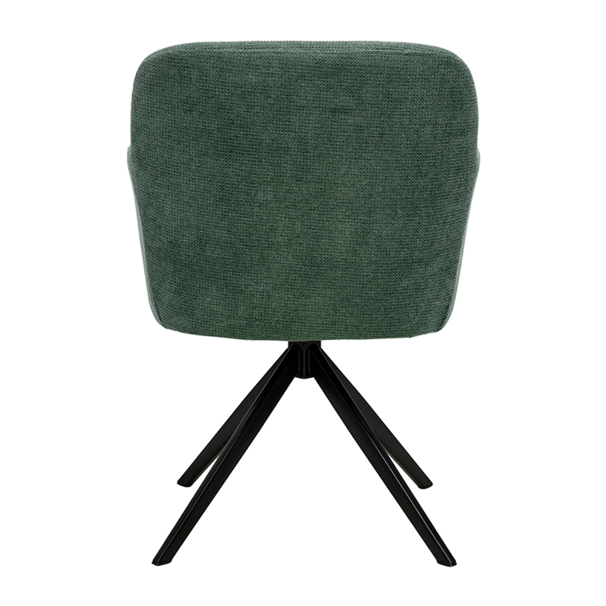 Chaise pivotante 360° en tissu chenille vert kaki et métal noir AMIKA