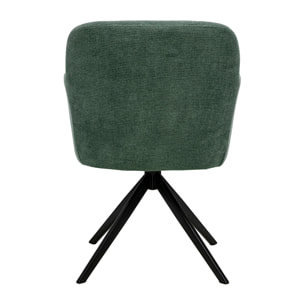 Chaise pivotante 360° en tissu chenille vert kaki et métal noir AMIKA