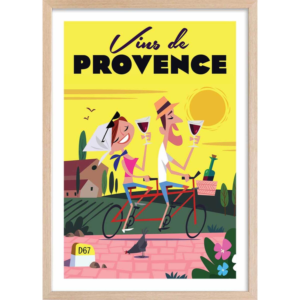 Affiche ViVe la ProVence Affiche + cadre en bois - Chêne