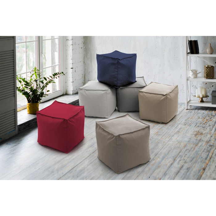 Pouf Annalaura, Pouf multifunzione, 100% Made in Italy, Poltroncina relax in tessuto imbottito, Cm 45x45h45, Beige