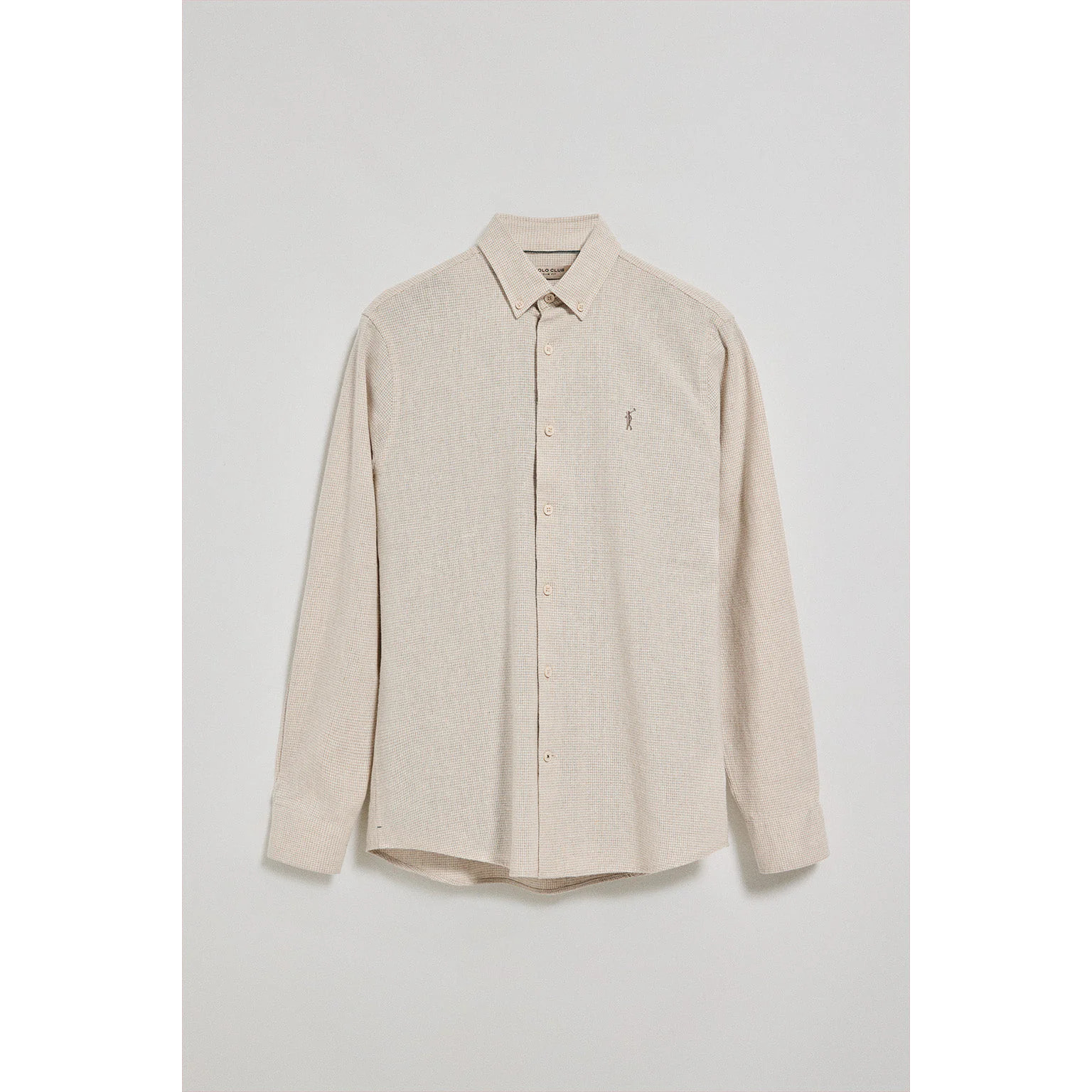Camicia beige Williams pied de poule con logo Rigby Go ricamato