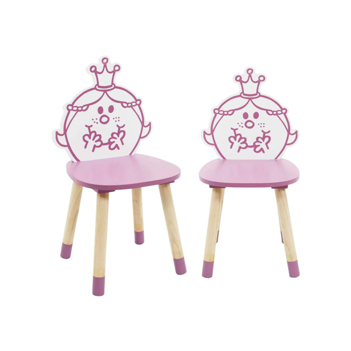 Lot de 2 chaises enfant collection Monsieur/Madame - Madame Princesse. rose