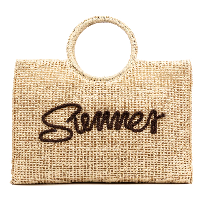 Bergantino Borsa shopper Donna. Realizzata in carta intrecciata design "Summer"
